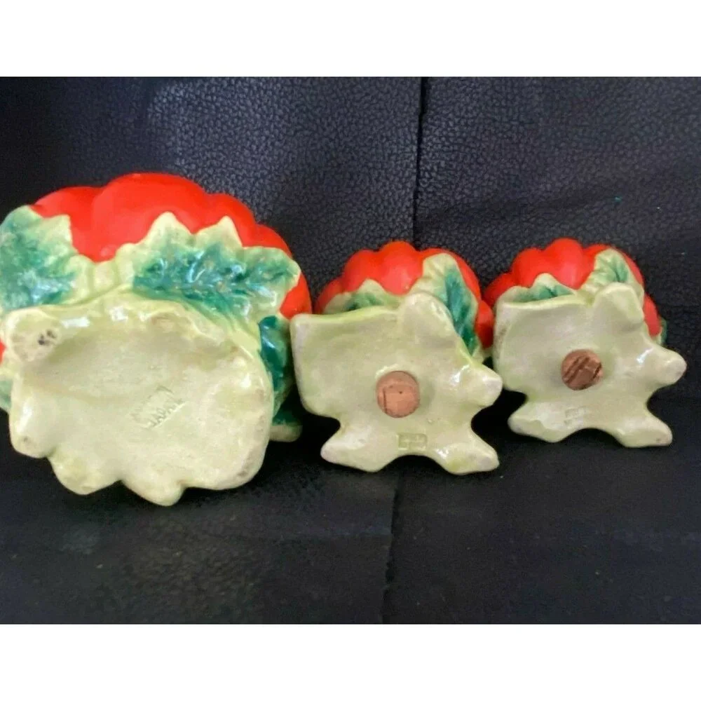 Vintage Pumpkin Tomato Salt Pepper Cream & Sugar 5‎ Pc Set - Made In Japan
